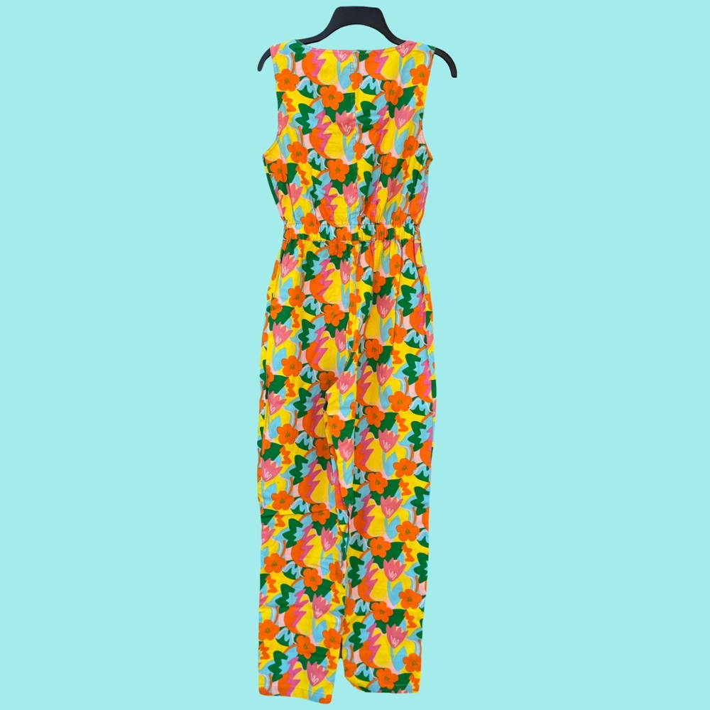 Juni Organic Twill Boilersuit In Orange-You-Nice Print - Picture 2 of 4